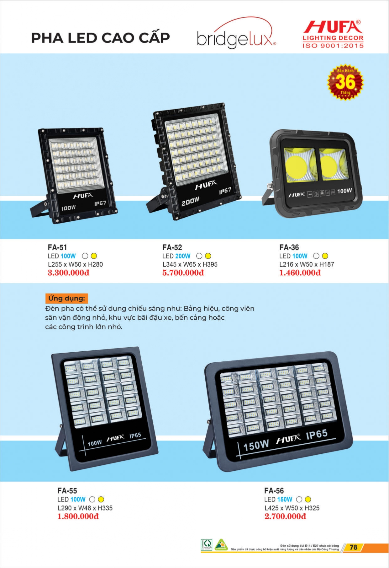 Bảng giá đèn LED HUFA 2026